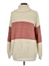 POPSUGAR 100% Acrylic Color Block Ivory Turtleneck Sweater Size M - photo 2