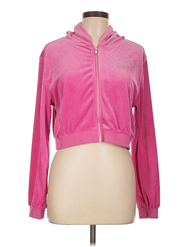 Pre-owned Faded Rose Zip Up Hoodie In Pink