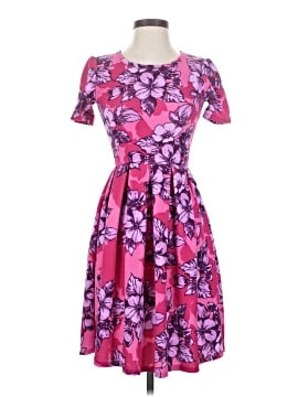 Pink Lularoe Formal Dresses Lularoe Deanne II Dress XL Black Sheer Hot Pink  Green Embroidered
