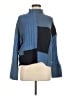 Central Park West Color Block Blue Turtleneck Sweater Size M - photo 1