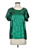 Unbranded 100% Polyester Metallic Green Short Sleeve Top Size S - photo 1