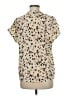Shein 100% Polyester Animal Print Ivory Short Sleeve Blouse Size 6 - photo 2