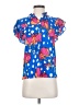 Crosby 100% Rayon Print Blue Short Sleeve Blouse Size XS - photo 1