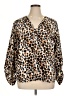 Versona 100% Polyester Animal Print Brown Long Sleeve Blouse Size XL - photo 1