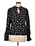 CeCe Floral Multi Color Black Long Sleeve Blouse Size L - photo 1
