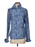 J. McLaughlin Chevron-herringbone Blue Long Sleeve Button-Down Shirt Size 4 - photo 1