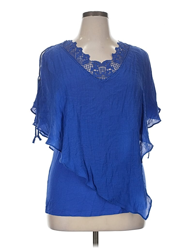 Pre-owned Agb Short Sleeve Blouse In Blue