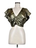 Lost + Wander 100% Polyester Metallic Gold Short Sleeve Blouse Size M - photo 1