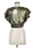 Lost + Wander 100% Polyester Metallic Gold Short Sleeve Blouse Size M - photo 2