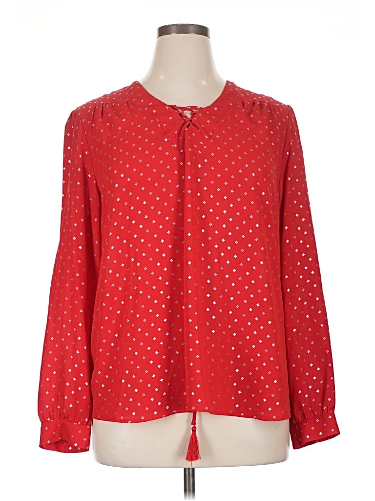 Pre-owned Faded Glory Long Sleeve Blouse In Red