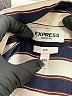 Express 100% Polyester Stripes Ivory Long Sleeve Blouse Size S - photo 7