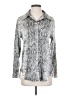 Open Edit Animal Print Silver Long Sleeve Button-Down Shirt Size XXS - photo 1