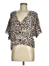 Lumiere 100% Rayon Animal Print Brown Short Sleeve Blouse Size M - photo 1