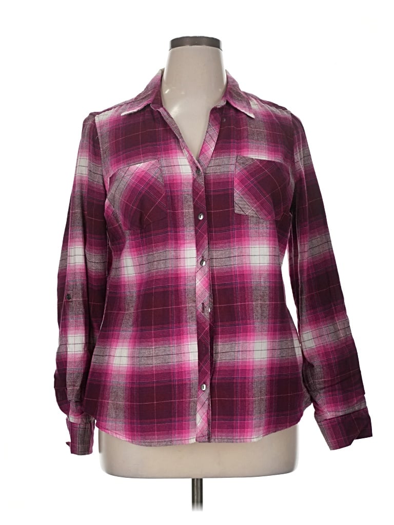 Pre-owned Falls Creek Long Sleeve Button Down Shirt In Purple