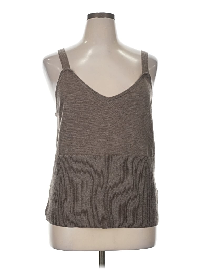 Pre-owned Candace Cameron Bure Sleeveless Top Gray Scoop Neck Tops