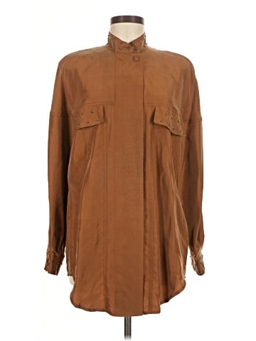 Apart Long Sleeve Silk Top (view 1)