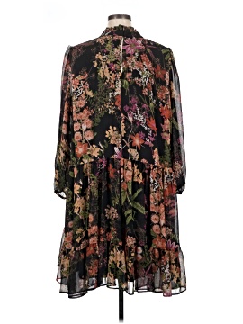 chinese dress ladies Long Sleeve Maxi Dress with High Slit and Tiered Skirt L / Black
