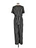 Xhilaration 100% Polyester Stripes Black Jumpsuit Size L - photo 2