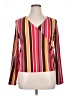 Feathers Stripes Burgundy Long Sleeve Blouse Size 1X - photo 1