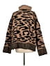 Aqua Animal Print Brown Pullover Sweater Size L - photo 2