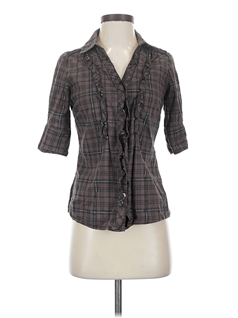 Pre-owned Bke 3/4 Sleeve Button Down Shirt In Gray