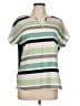 Van Heusen 100% Polyester Stripes Green Short Sleeve Blouse Size L - photo 1