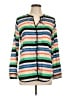 Bar III 100% Polyester Stripes Green Long Sleeve Blouse Size L - photo 1