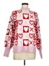 Studio Park Hearts Pink Pullover Sweater Size M - photo 1