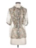 Zara Floral Silver Short Sleeve Blouse Size S - photo 1