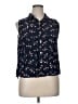 Chaps 100% Viscose Floral Blue Sleeveless Button-Down Shirt Size XL - photo 1