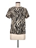 Naked Zebra 100% Polyester Animal Print Ivory Short Sleeve Blouse Size M - photo 1