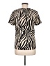 Naked Zebra 100% Polyester Animal Print Ivory Short Sleeve Blouse Size M - photo 2