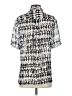 BADGLEY MISCHKA STUDIO 100% Polyester Graphic Black Silver Short Sleeve Blouse Size S - photo 2