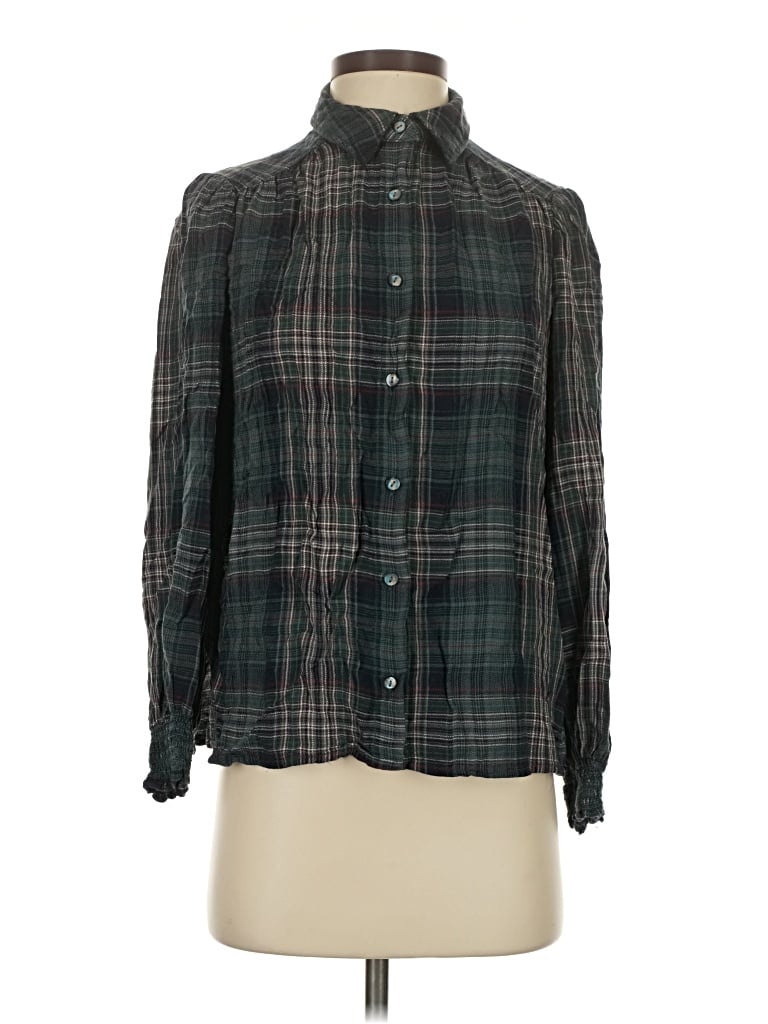 Pre-owned Max Studio Long Sleeve Blouse In Green