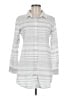 Garnet Hill Stripes Silver 3/4 Sleeve Button-Down Shirt Size 8 - photo 1