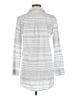 Garnet Hill Stripes Silver 3/4 Sleeve Button-Down Shirt Size 8 - photo 2