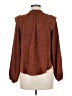 Lush 100% Polyester Brown Long Sleeve Blouse Size M - photo 2