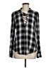 Signorelli 100% Rayon Plaid Black Long Sleeve Blouse Size M - photo 1