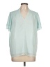 Ann Taylor 100% Polyester Teal Short Sleeve Blouse Size L - photo 1