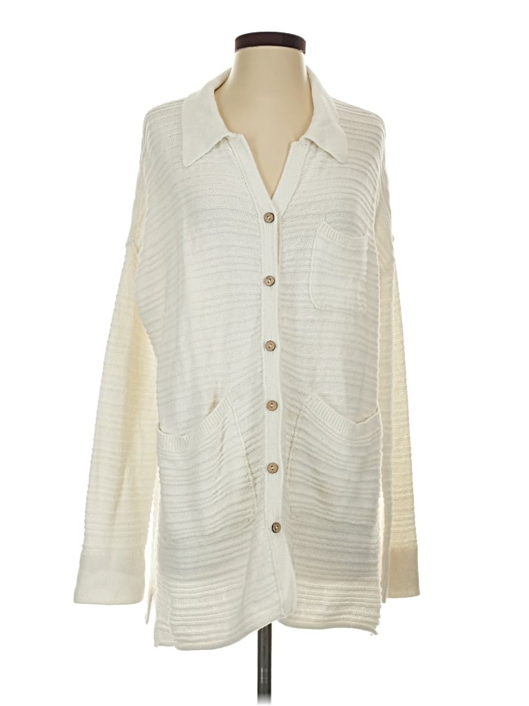 Pre-owned Fp Beach Cardigan Sweater In White