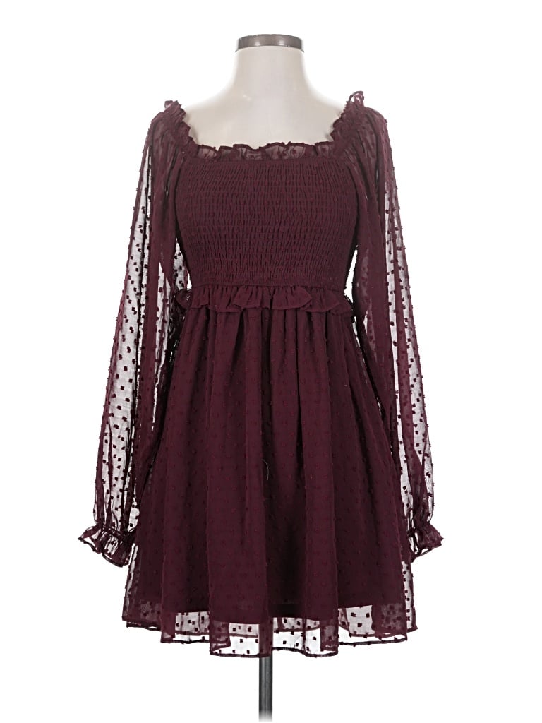 Pre-owned Aura Casual Dress In Burgundy