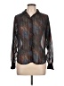 Stuart Lang Metallic Black Long Sleeve Blouse Size 10 - photo 1