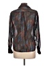 Stuart Lang Metallic Black Long Sleeve Blouse Size 10 - photo 2