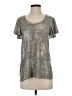 By Anthropologie Metallic Silver Short Sleeve Top Size S - photo 1