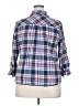 Catherines 100% Cotton Plaid Blue 3/4 Sleeve Button-Down Shirt Size 2X (petite) - photo 2
