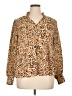 DKNY Jeans 100% Polyester Animal Print Tan Long Sleeve Blouse Size XL - photo 1