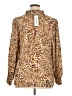 DKNY Jeans 100% Polyester Animal Print Tan Long Sleeve Blouse Size XL - photo 2