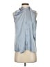 Zara Blue Sleeveless Button-Down Shirt Size S - photo 1