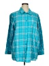 Blair 100% Cotton Plaid Teal 3/4 Sleeve Button-Down Shirt Size XL - photo 1