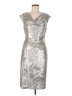 Connected Apparel Metallic Silver Cocktail Dress Size 8 - photo 1